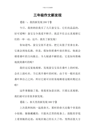 三年级作文新发现