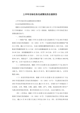 上半年目标任务完成情况的自查报告