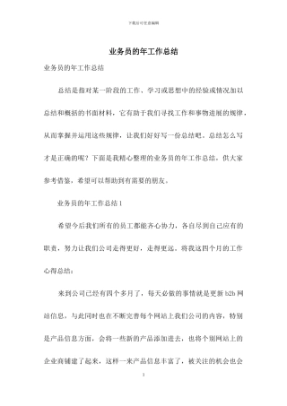 业务员的年工作总结