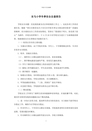 东马小学冬季安全自查报告