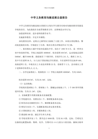 中学义务教育均衡发展自查报告