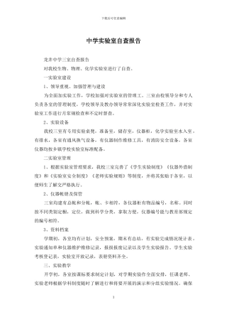 中学实验室自查报告