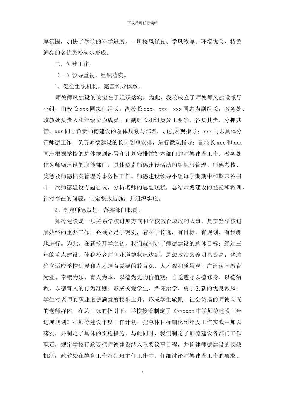 中学师德师风建设的自查自评报告范文_第2页