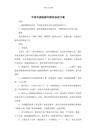 中班年级组新年联欢活动方案