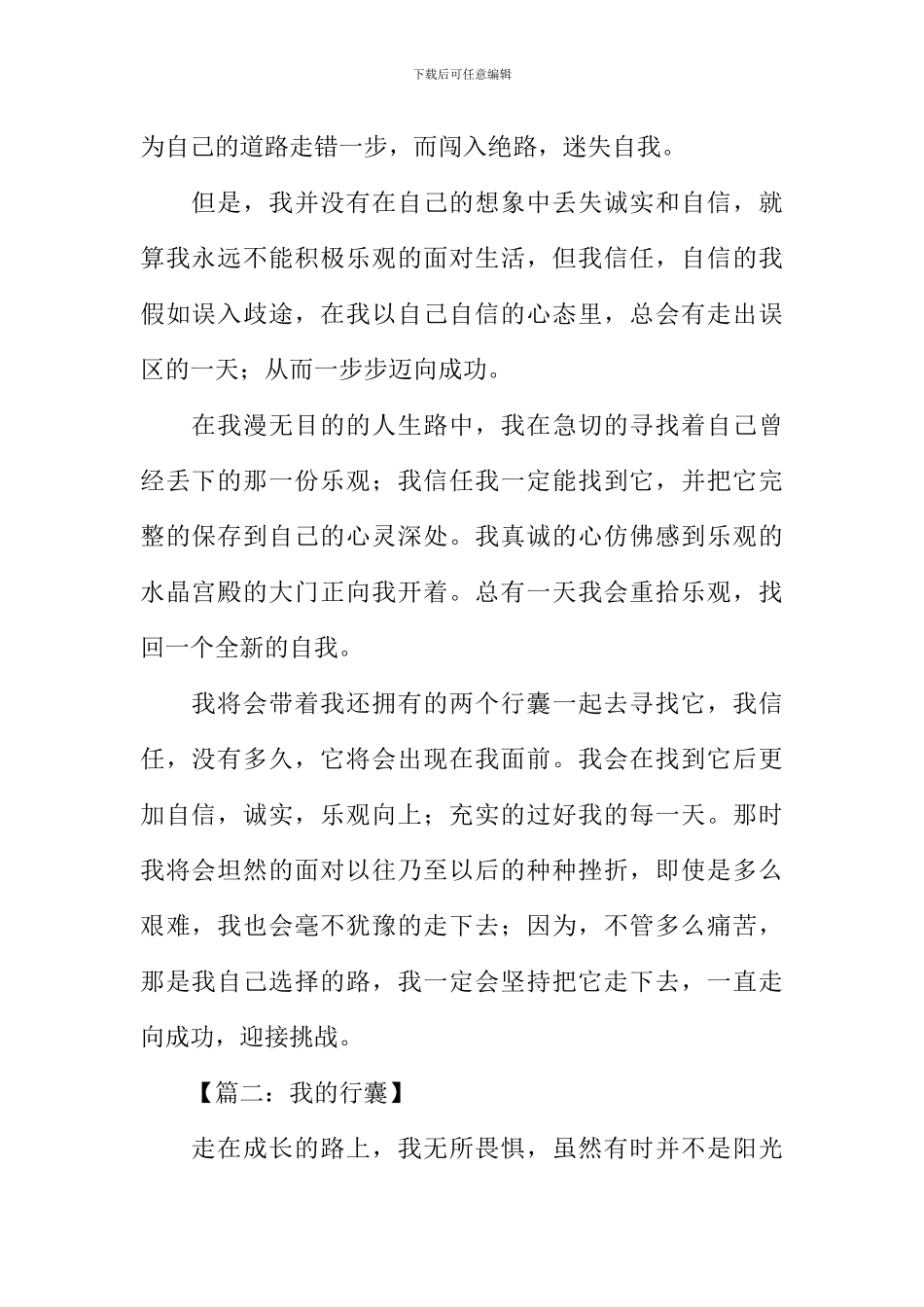 中考作文我的行囊_第2页