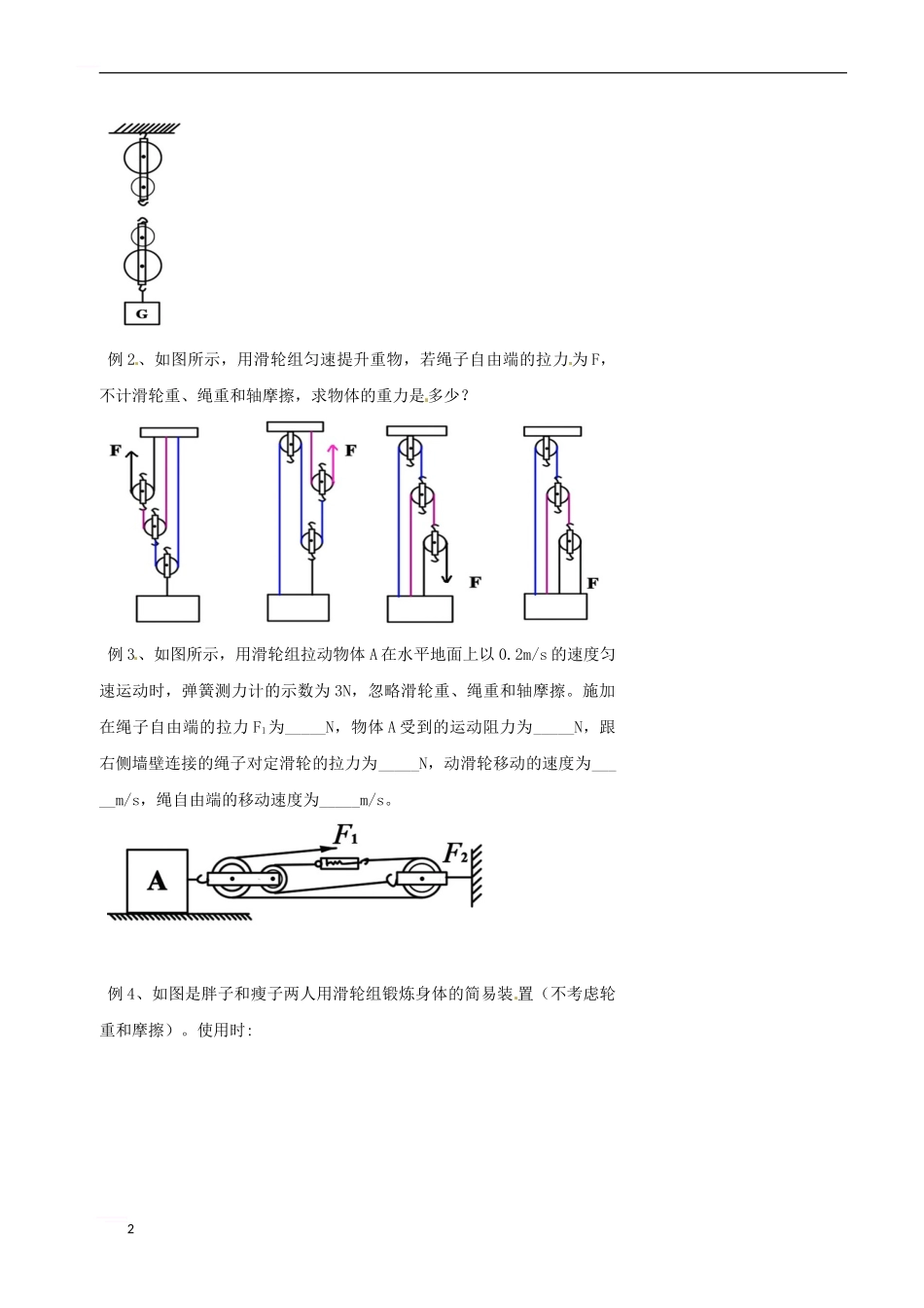 中考物理冲刺复习-力与机械-专题5-滑轮训练_第2页