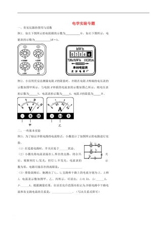 中考物理冲刺复习-电学实验训练