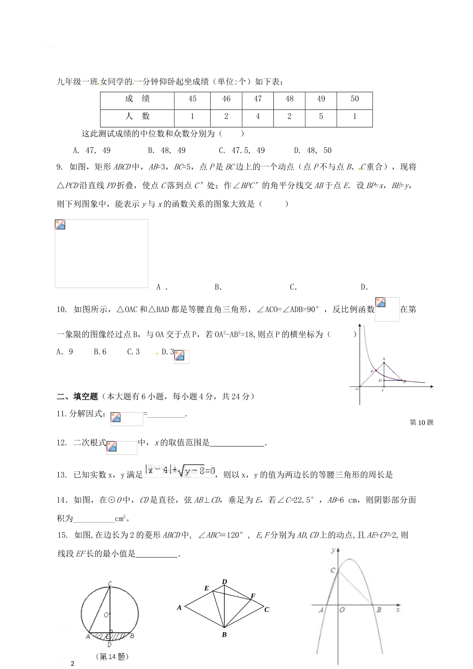 九年级数学四月联合模拟试题_第2页