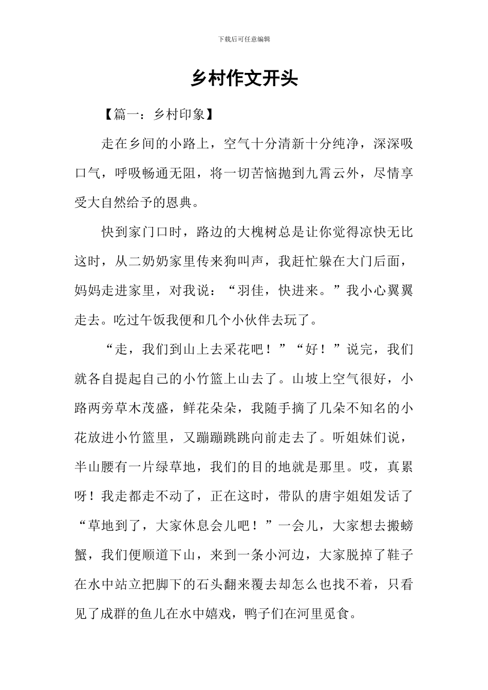 乡村作文开头_第1页