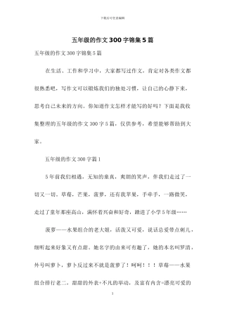 五年级的作文300字锦集5篇