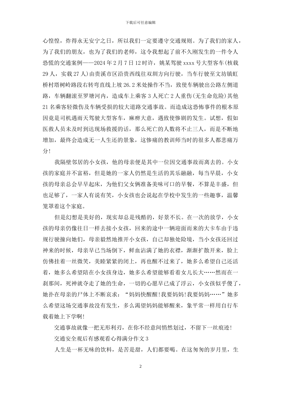 交通安全观后感作文2024五篇_第2页