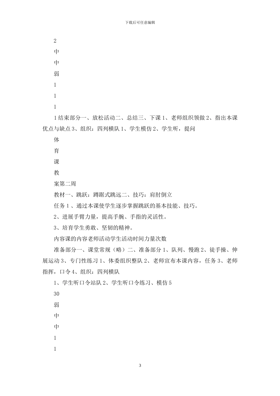 人教版六年级上册体育全册教案_第3页