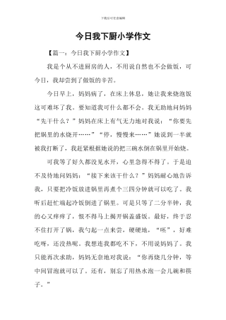 今天我下厨小学作文