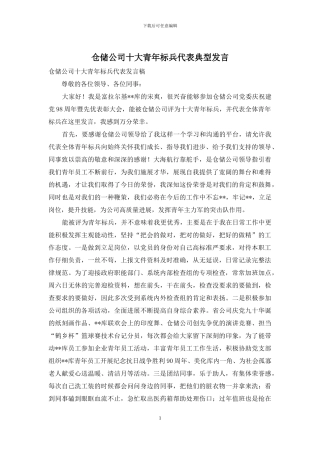 仓储公司十大青年标兵代表典型发言