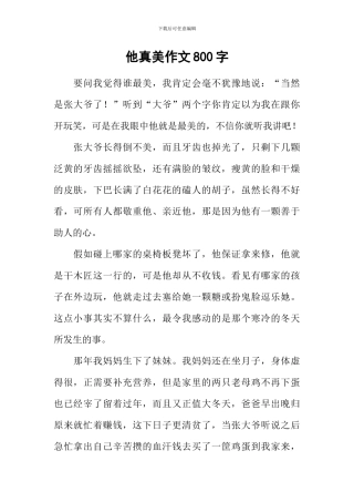 他真美作文800字