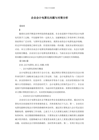 企业会计电算化问题与对策分析