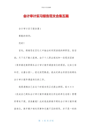 会计审计实习报告范文合集五篇