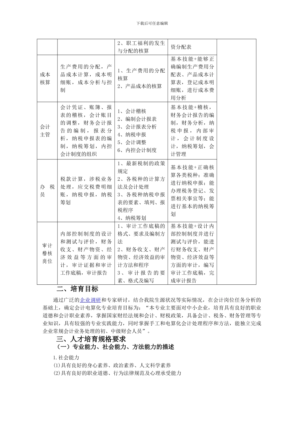会计电算化专业人才培养方案_第3页