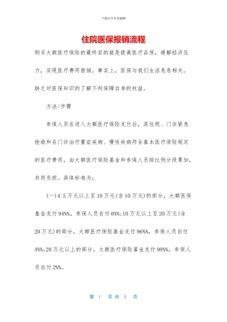 住院医保报销流程