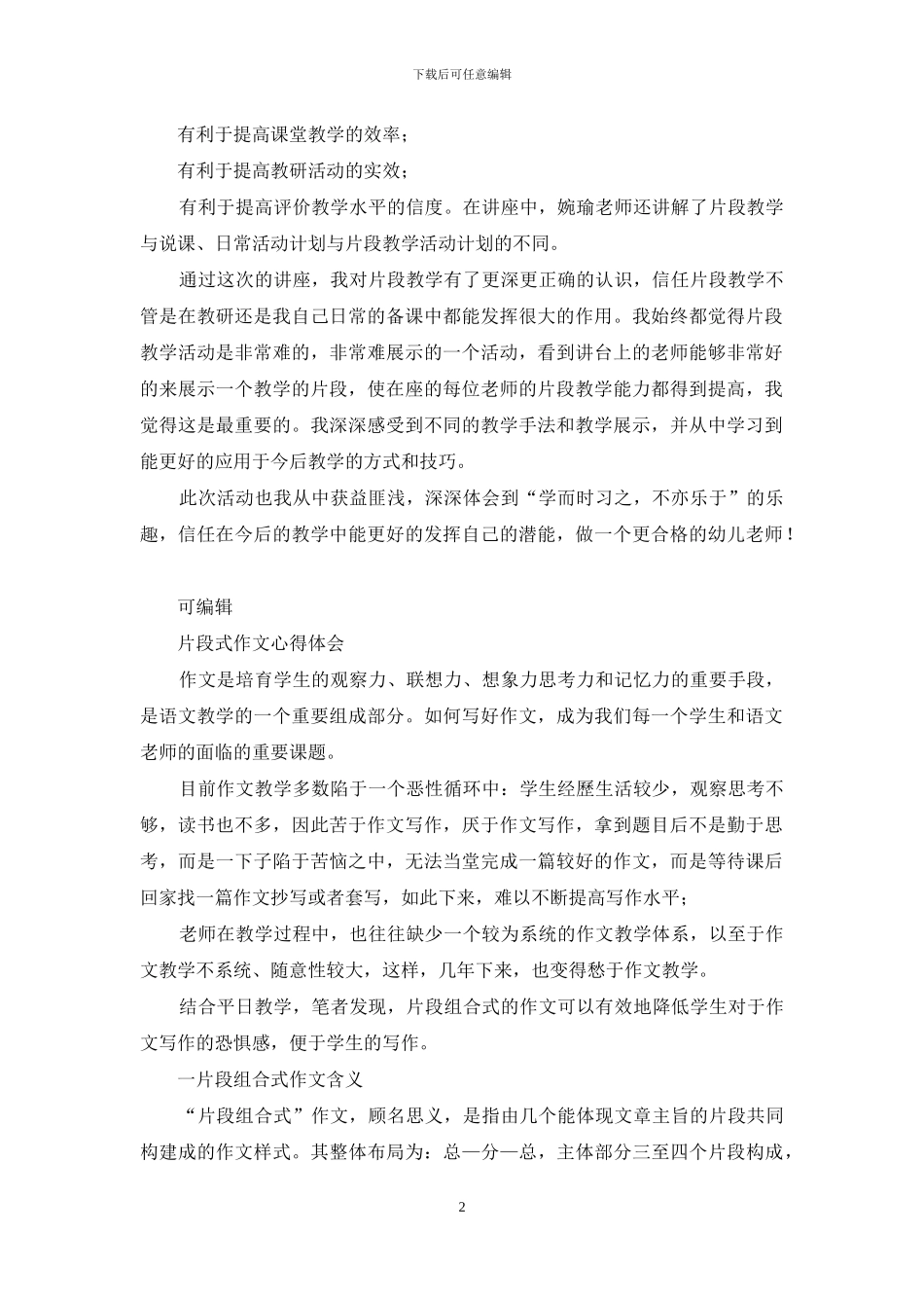 作文片段教学心得体会_第2页