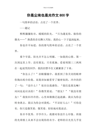 你是尘埃也是光作文800字-2