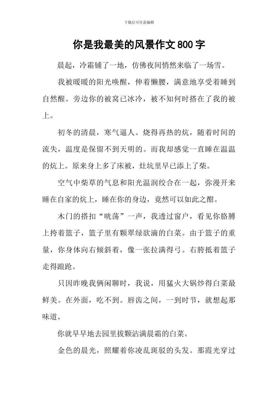 你是我最美的风景作文800字-1_第1页