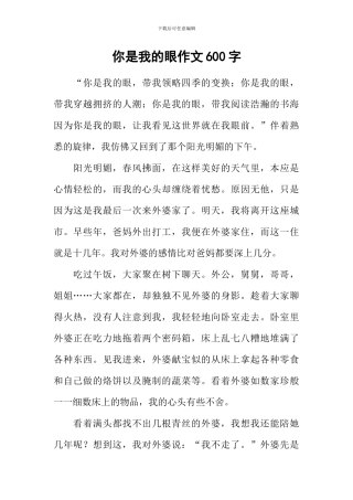 你是我的眼作文600字-1