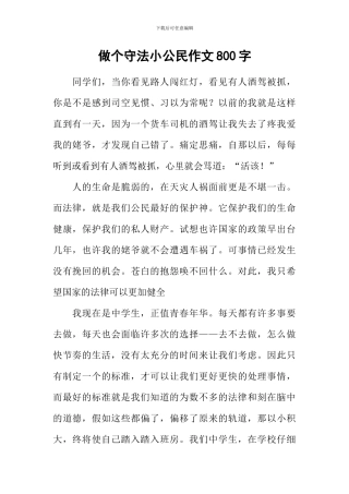 做个守法小公民作文800字