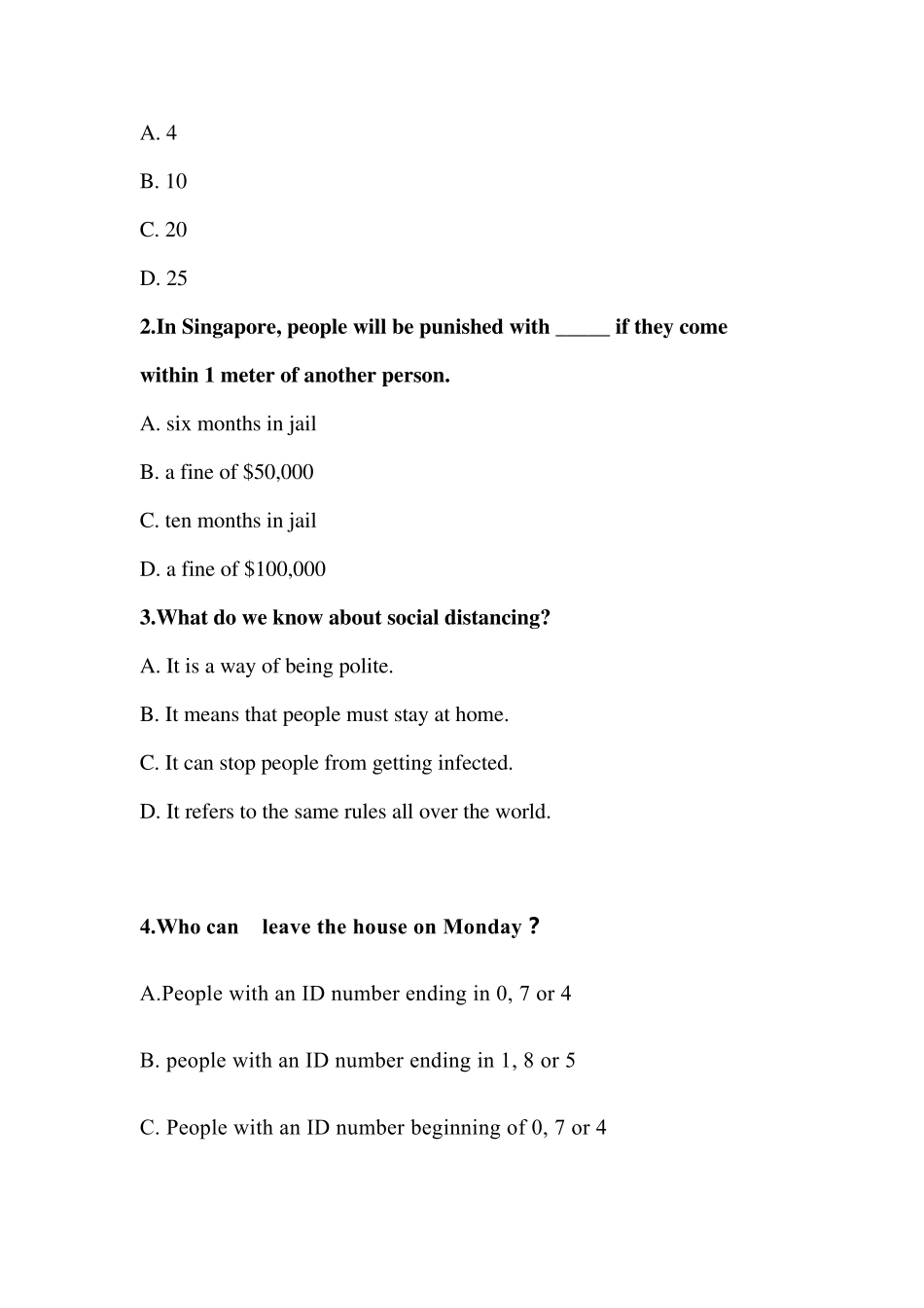 2020年中考英语时文阅读训练(疫情相关)(包含答案)_第3页