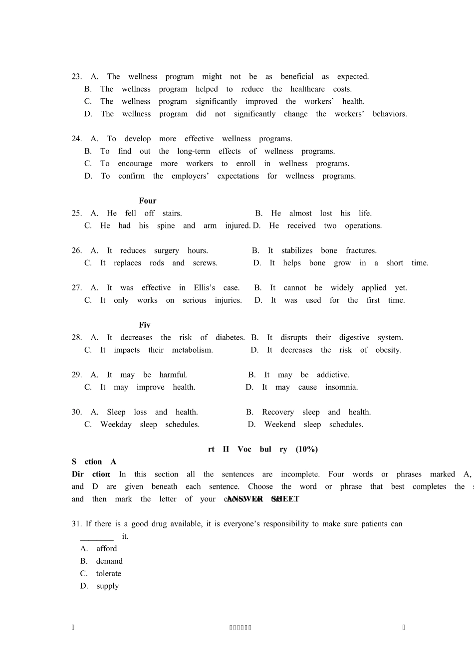 2020年全国医学博士英语统考真题及答案_第3页