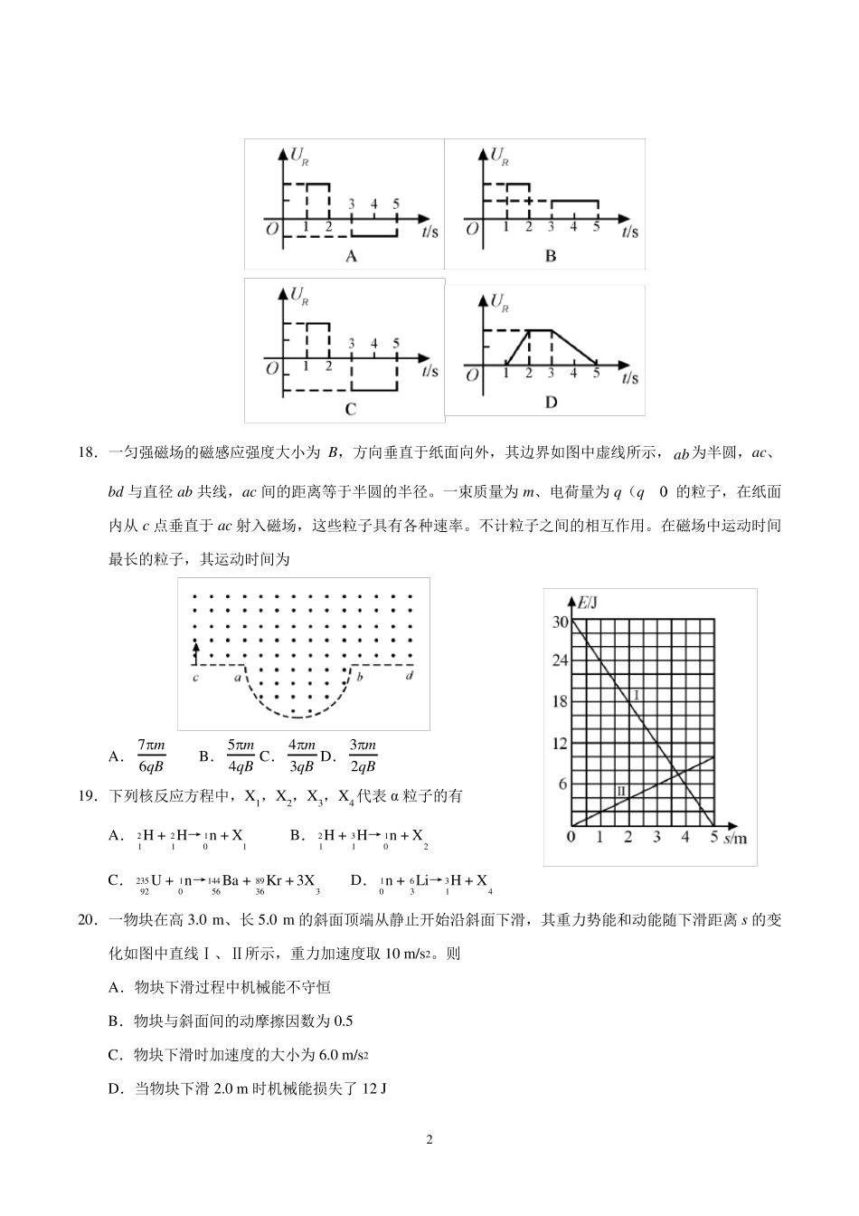 2020年全国卷Ⅰ理综物理高考试题_第2页