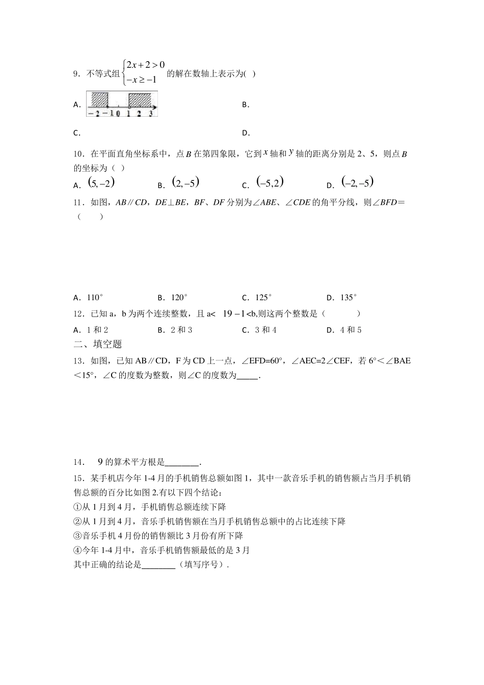 2020年初一数学下期末试卷_第2页