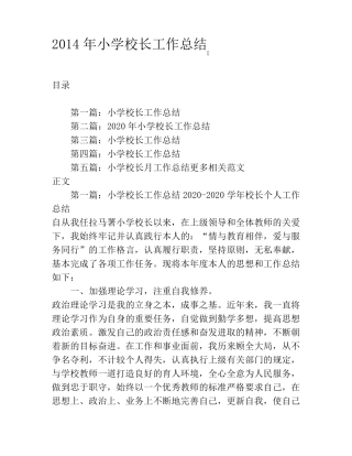 2020年小学校长工作总结