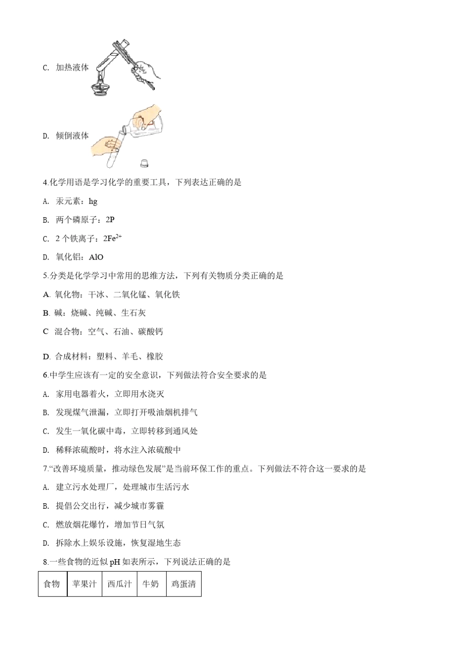 2020年山东省临沂市中考化学试题及答案_第2页