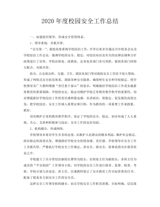 2020年度校园安全工作总结
