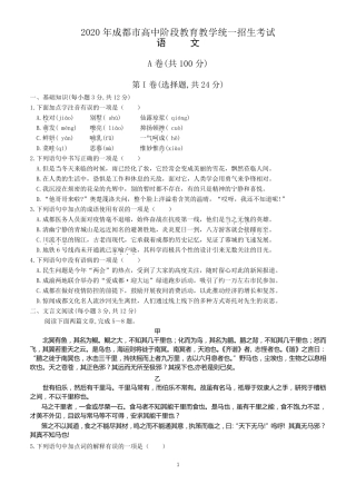 2020年成都市中考语文试题