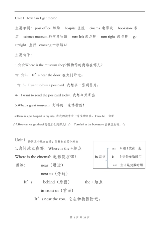 2020年新版人教版六年级英语上册重难点知识点综合(最新最全)