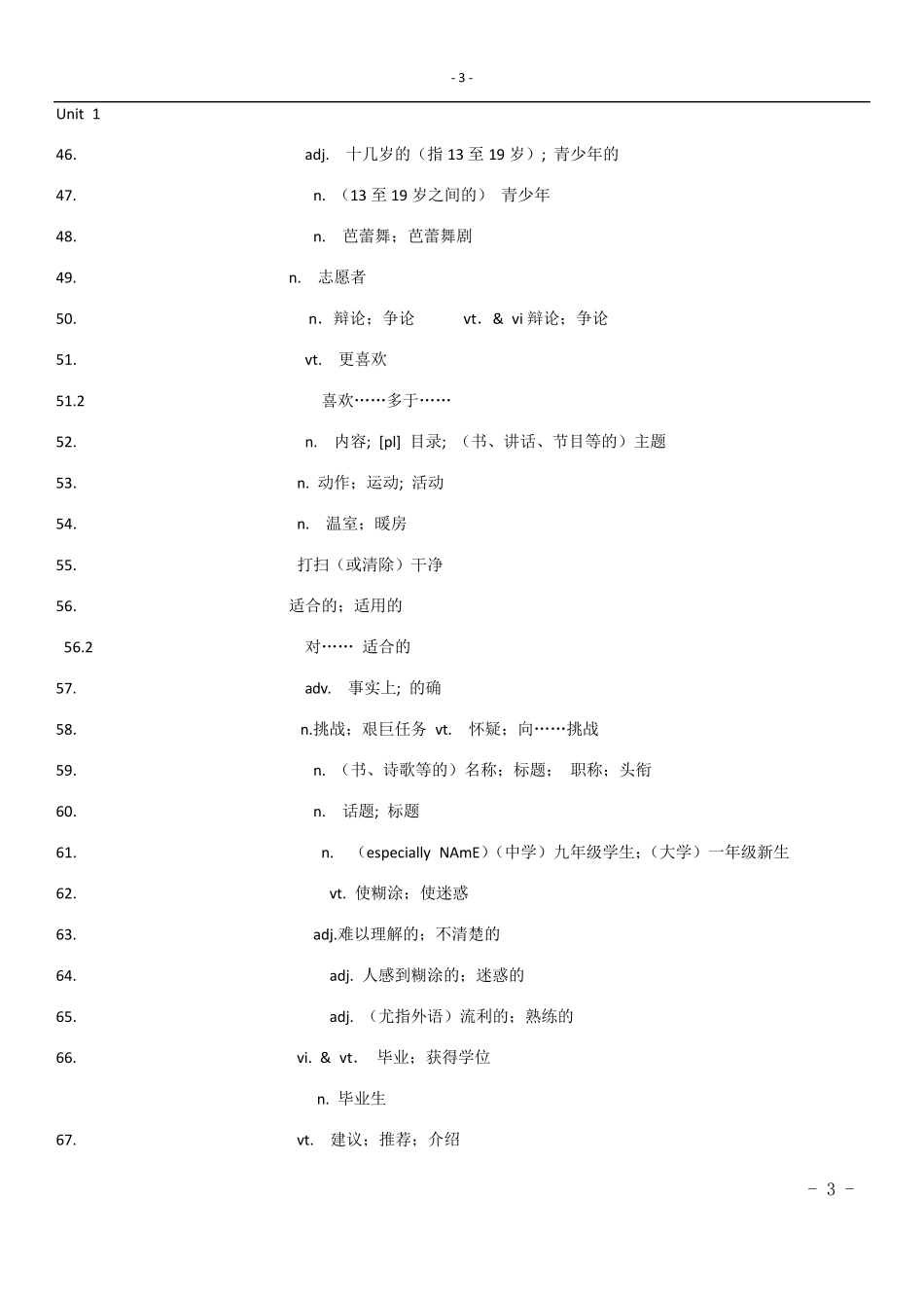 2020年新版高一英语必修一单词纯默写版_第3页
