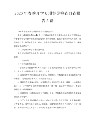 2020年春季开学专项督导检查自查报告5篇
