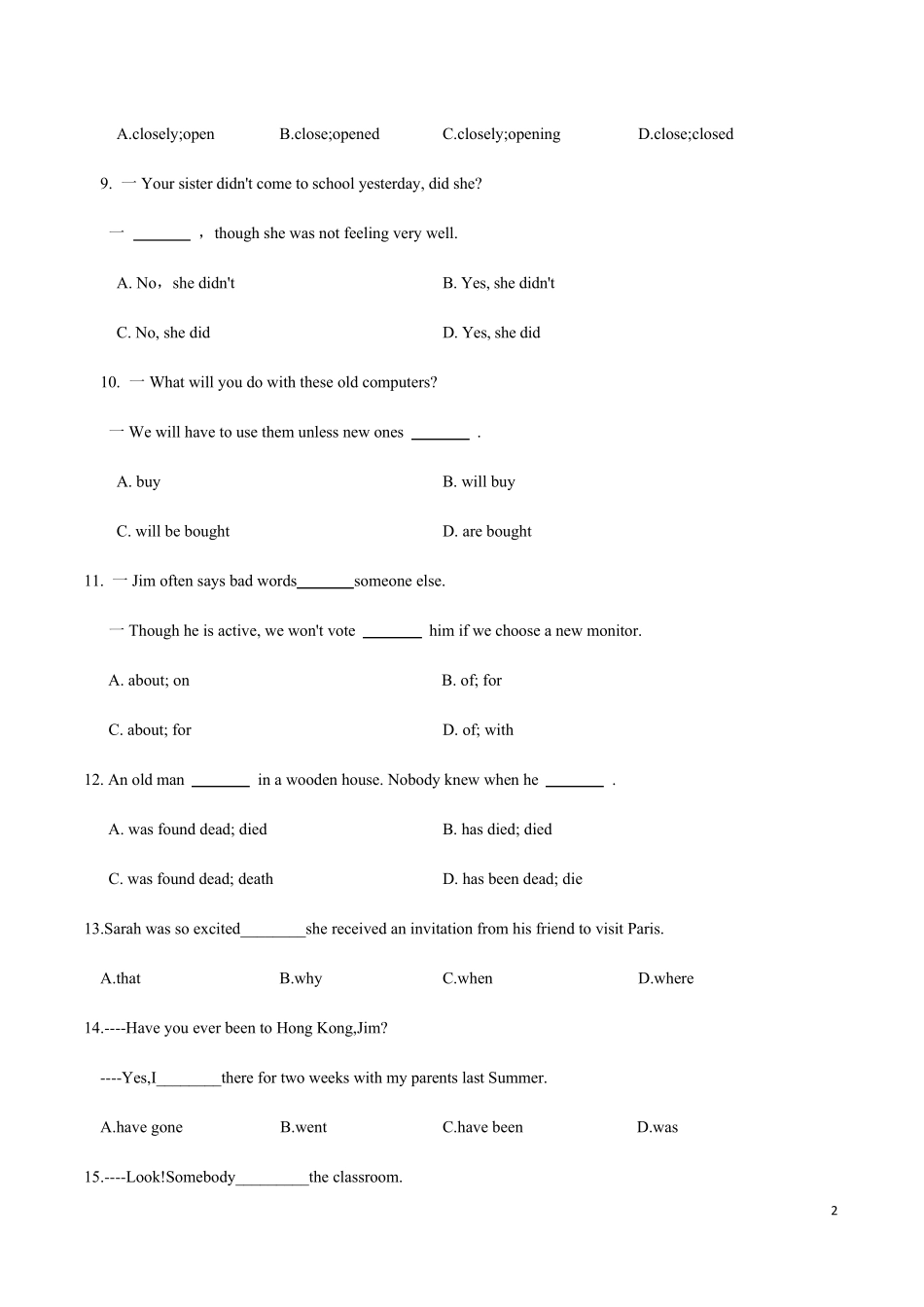 2020年牛津译林版九年级上册英语9AUnit6易错题整理(word版含答案)_第2页