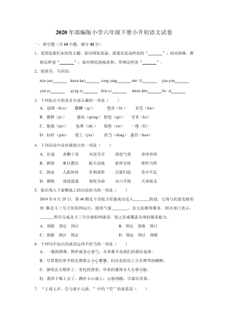 2020年部编版小学六年级下册小升初语文试题