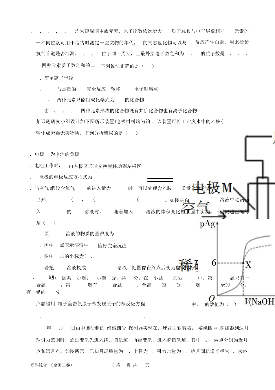 2020年高考全国三卷仿真模拟试题(理综试题)_第3页