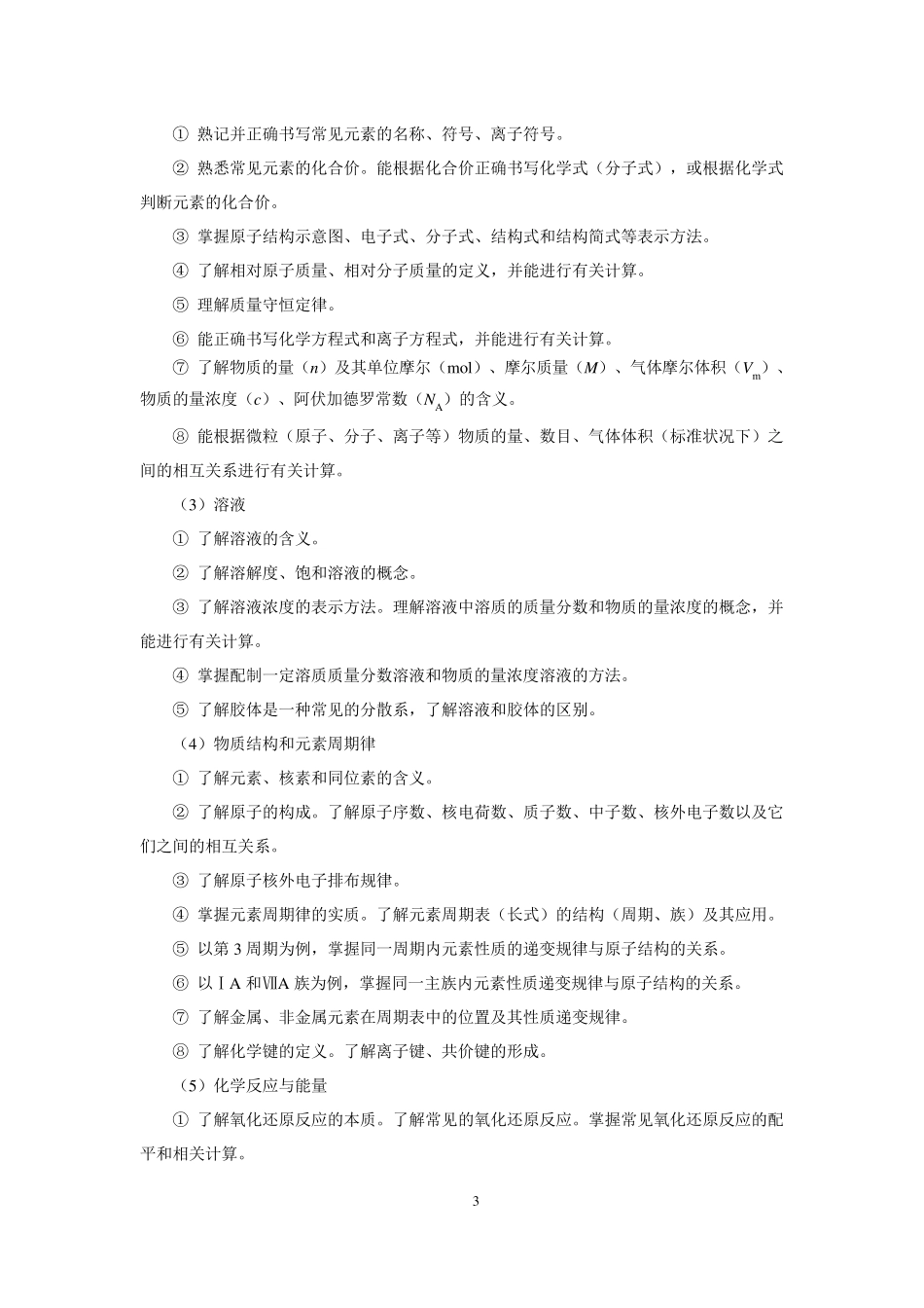 2020年高考各科大纲化学_第3页