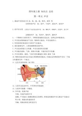 2020教科版四年级上册科学知识点总结