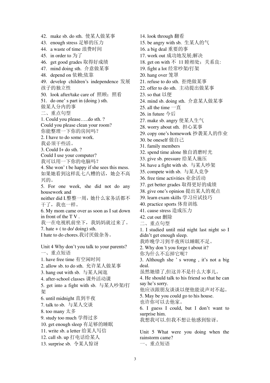 2020新人教版初中英语八年级英语下册重点句型·短语归纳整理全册_第3页