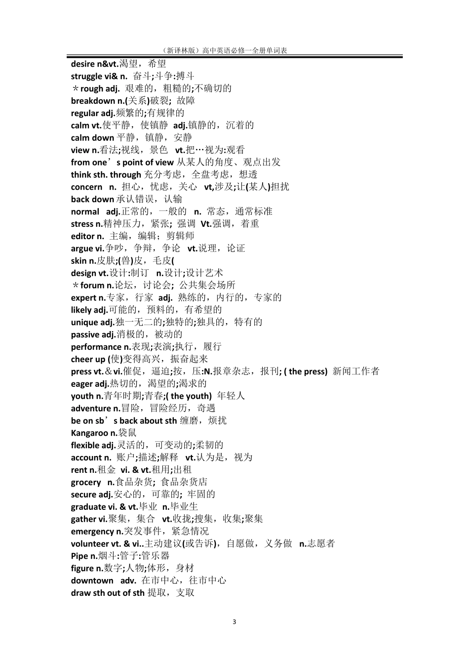 2020新译林版高一英语新教材必修一全册单词表_第3页