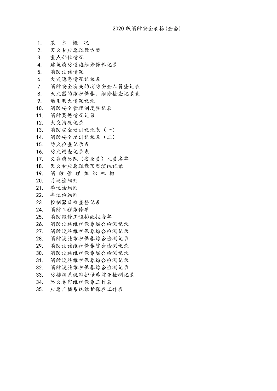 2020版消防安全表格()_第1页