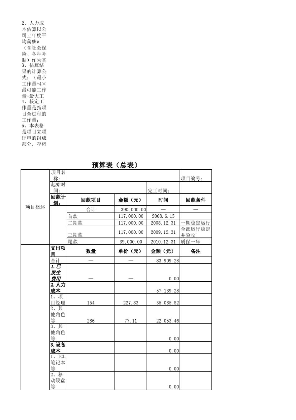 2020软件开发项目预算表格_第2页