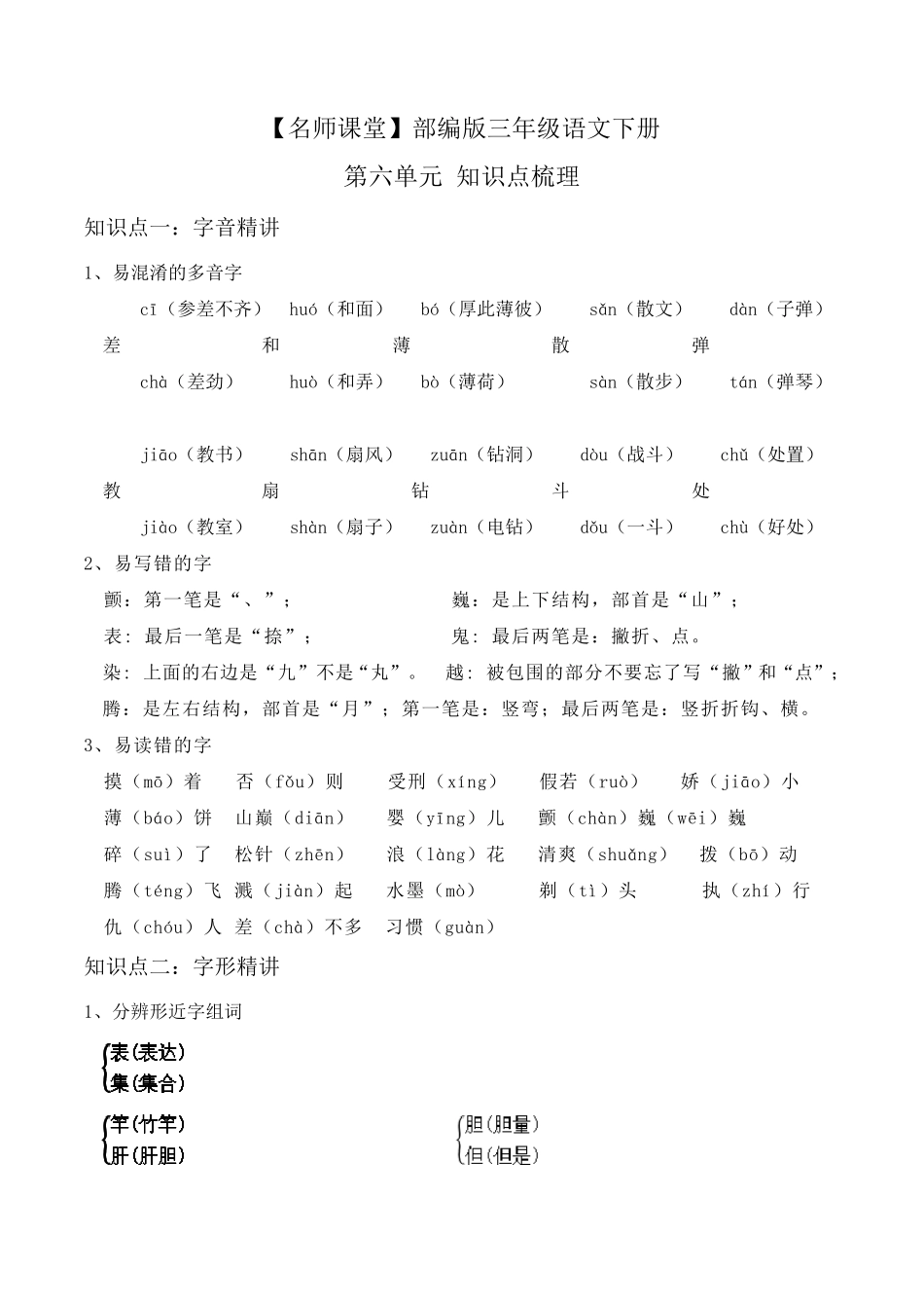 2020部编版三年级语文下册知识点梳理(第六单元)_第1页