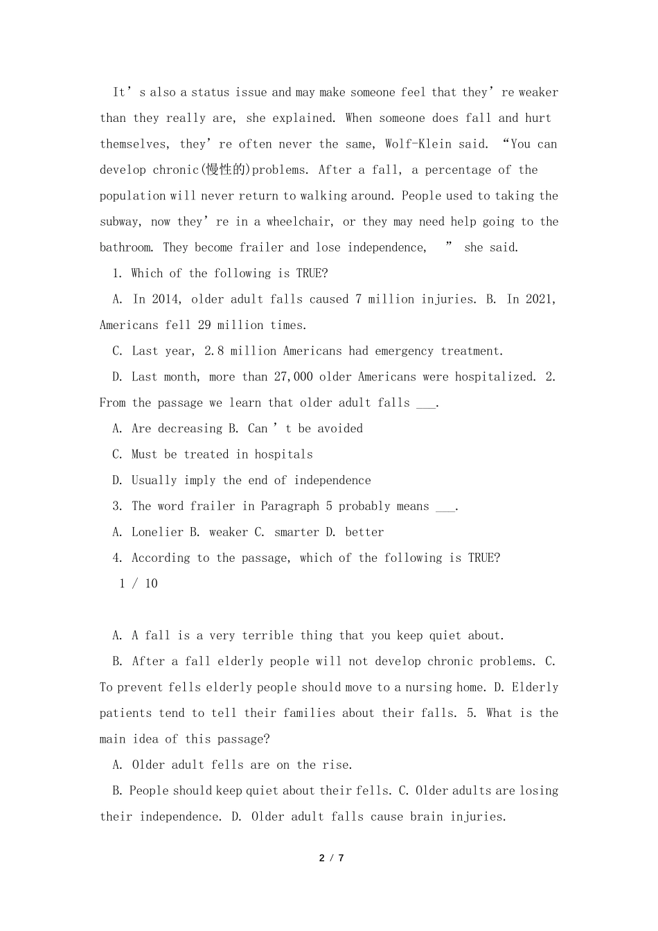 2021年11月北京成人本科学位英语统一考试真题及答案_第2页